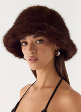 Nicolette Faux Fur Hat - Chocolate